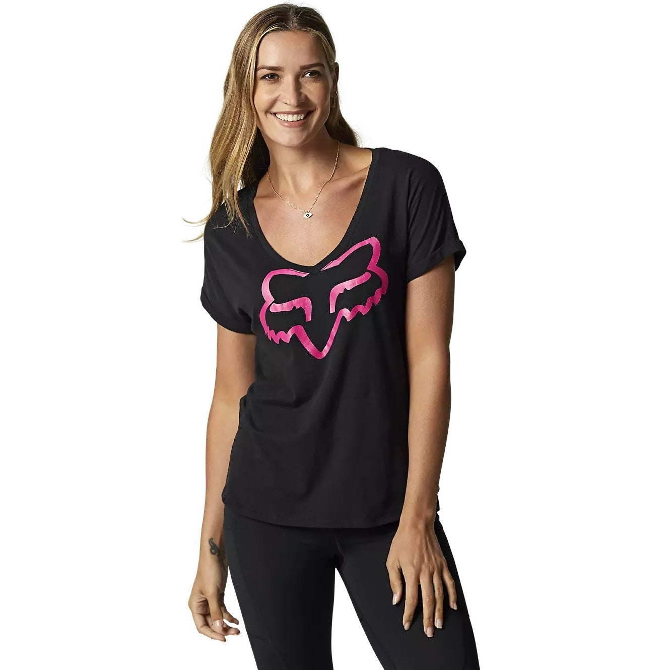 Polera Mujer FOX RACING Boundary Negra Rosada