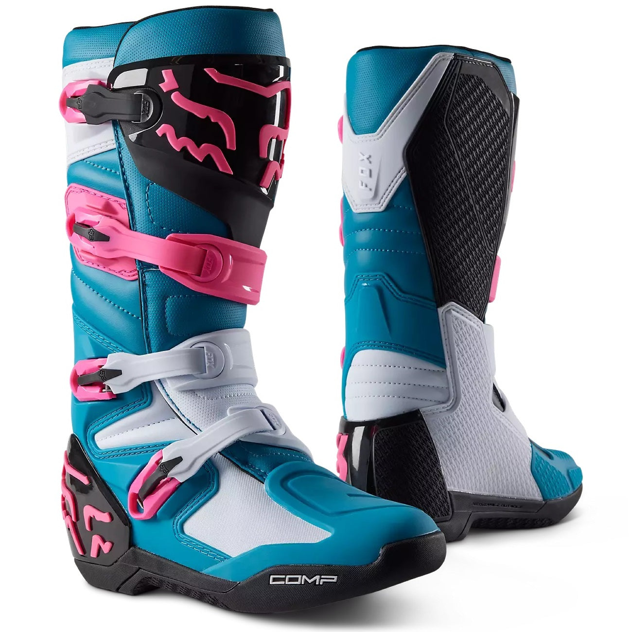 Botas FOX RACING COMP 2024 Mujer Celeste Rosada